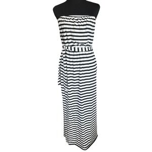 ASOS Black & White Striped Strapless Maxi Dress, Size 10, Beach Resort Travel